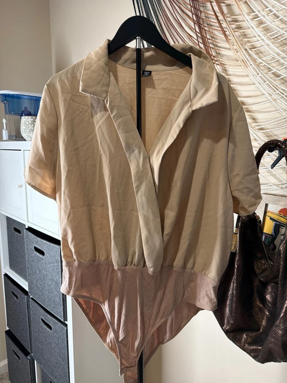 3 for $9 Shein Curve beige collar bodysuit for XL 3494